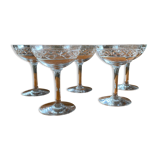 5 old champagne glasses