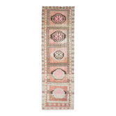 Tapis en laine et coton turc noué à la main rose 99x345