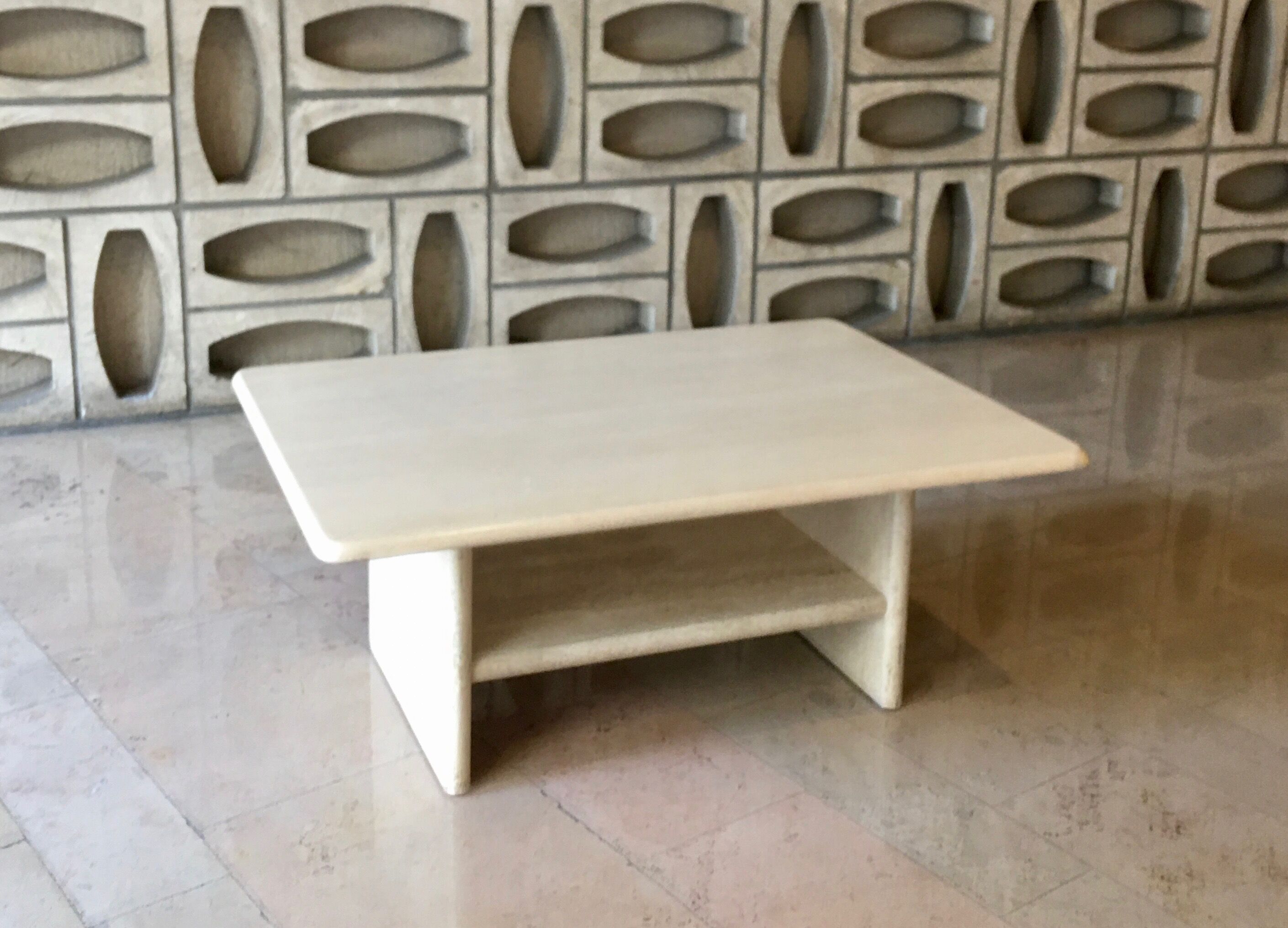 Travertine coffee table with intermediate top