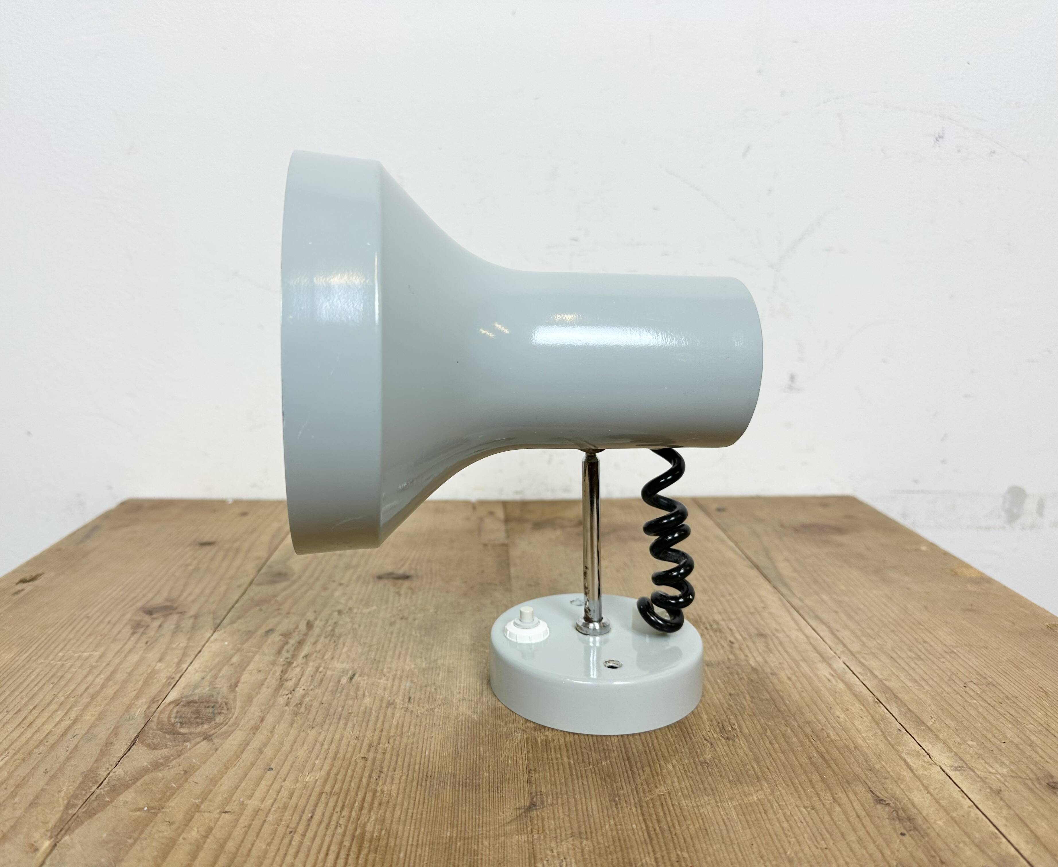 Vintage Grey Metal Wall Lamp by Josef Hurka for Napako, 1970s