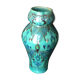 Enamelled ceramic vase, with a flaming blue-green décor