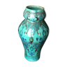 Enamelled ceramic vase, with a flaming blue-green décor