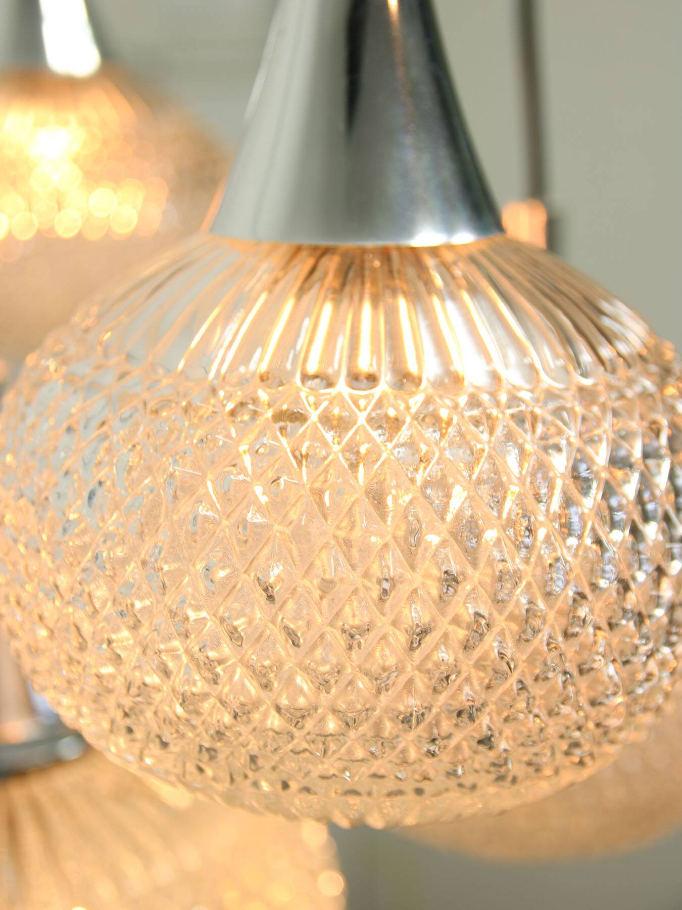 Vintage Italian Crystal and Chrome Chandelier, 70s