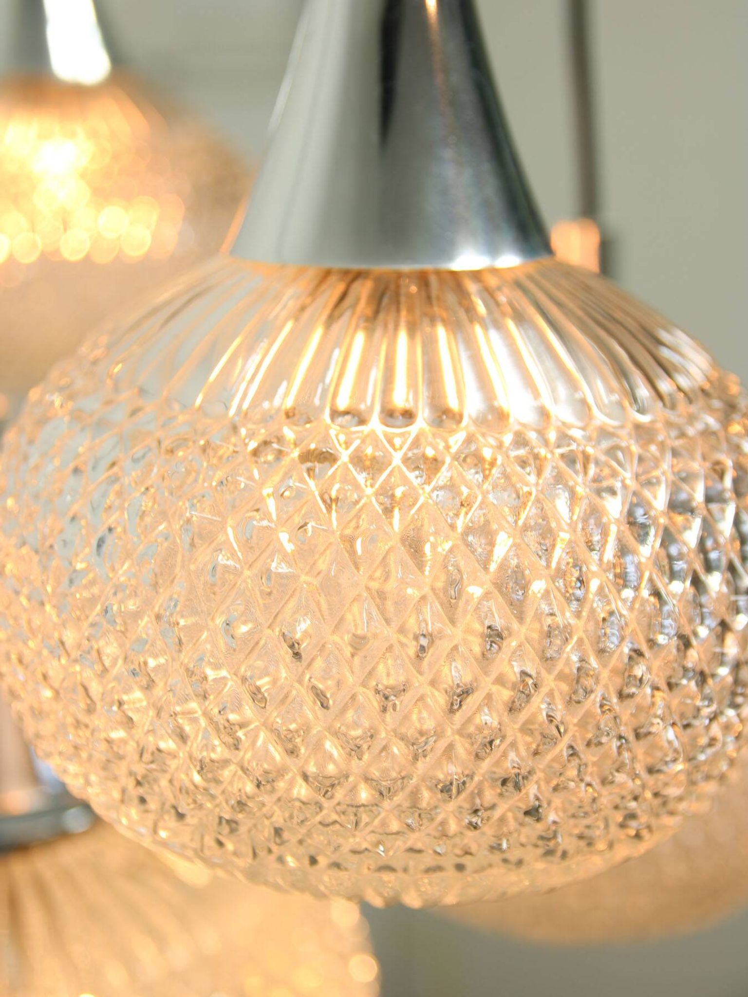 Vintage Italian Crystal and Chrome Chandelier, 70s