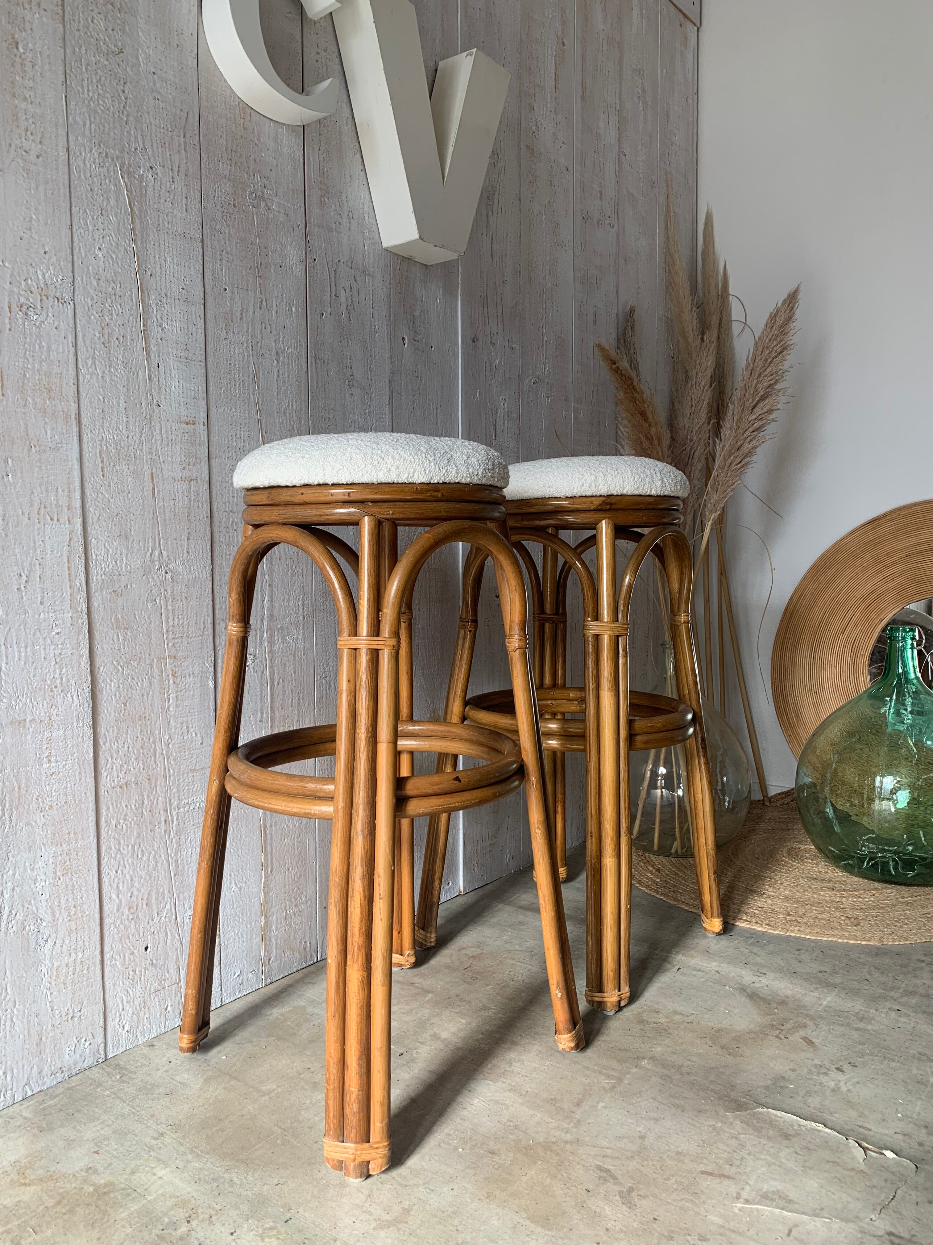 Pair of rattan stools