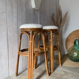 Pair of rattan stools