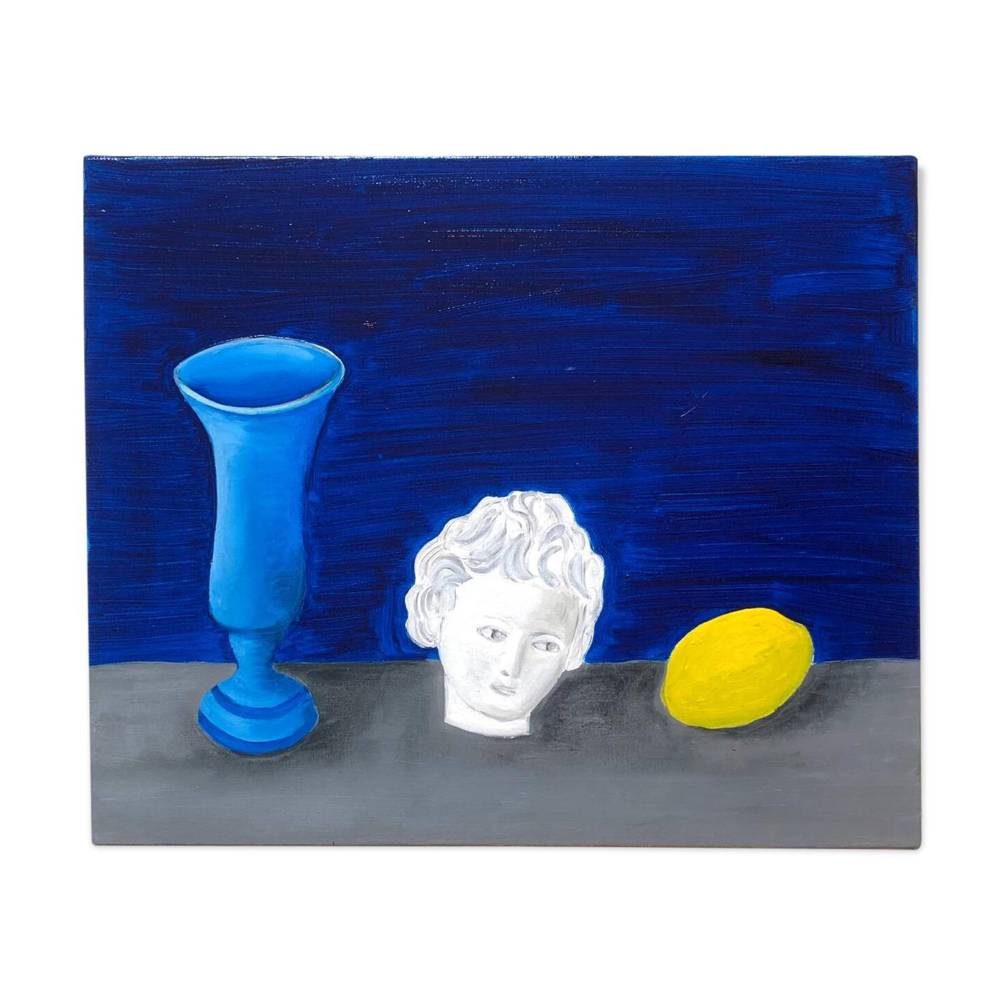 Blue oil painting still life