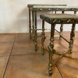 Pull-out table / end of vintage brass sofa signed USINOR
