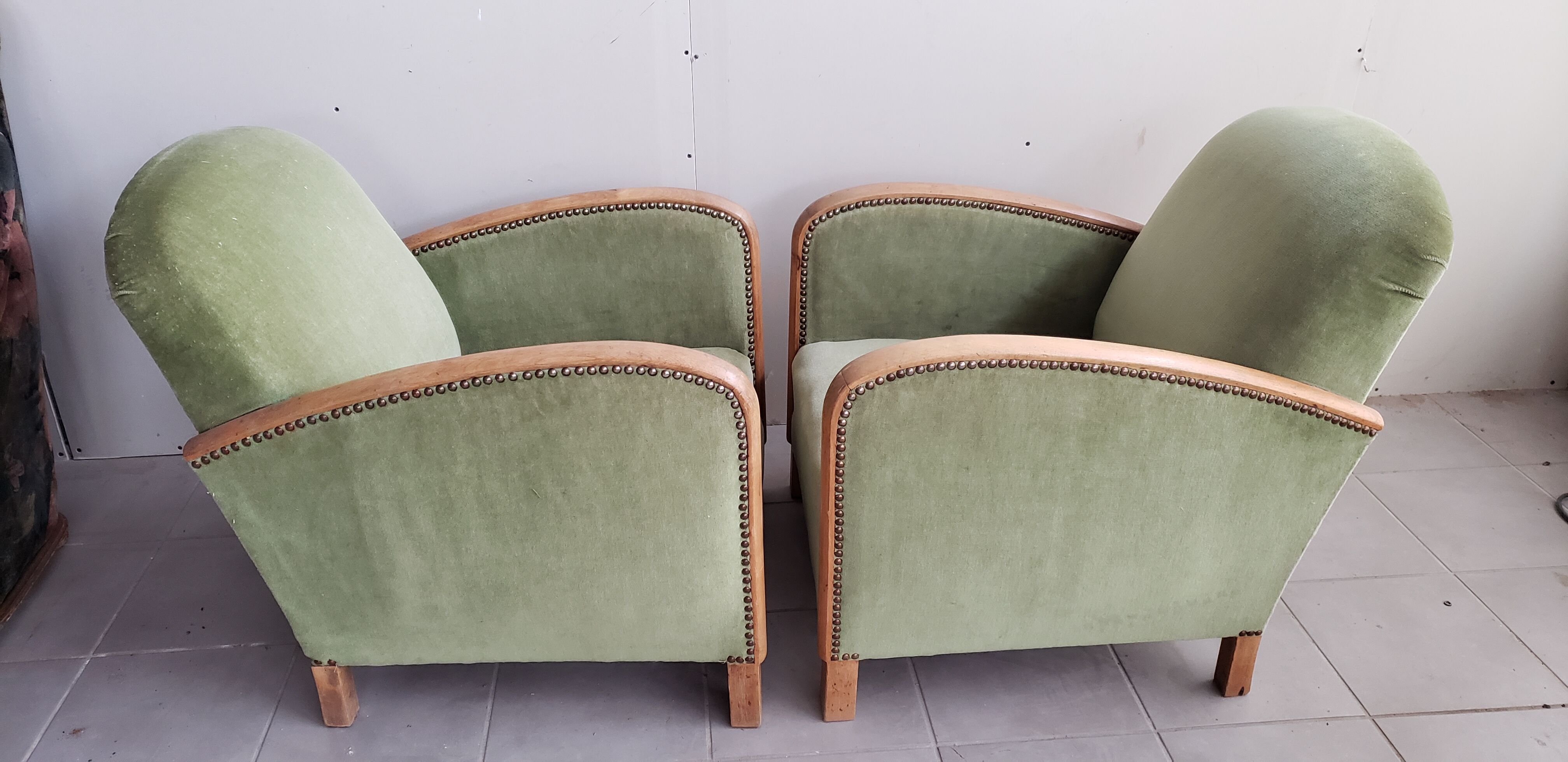 Pair of club art deco armchairs