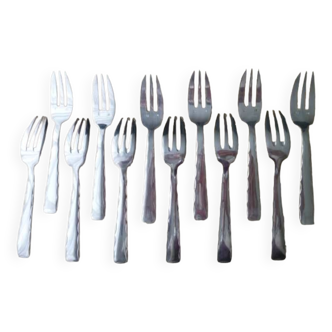 Box of 12 silver-plated cake forks