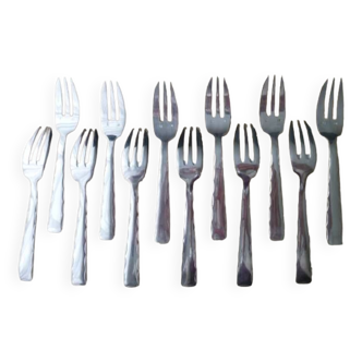 Set of 12 silver-plated cake forks