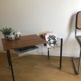 Vinyl rack side table with wheels
