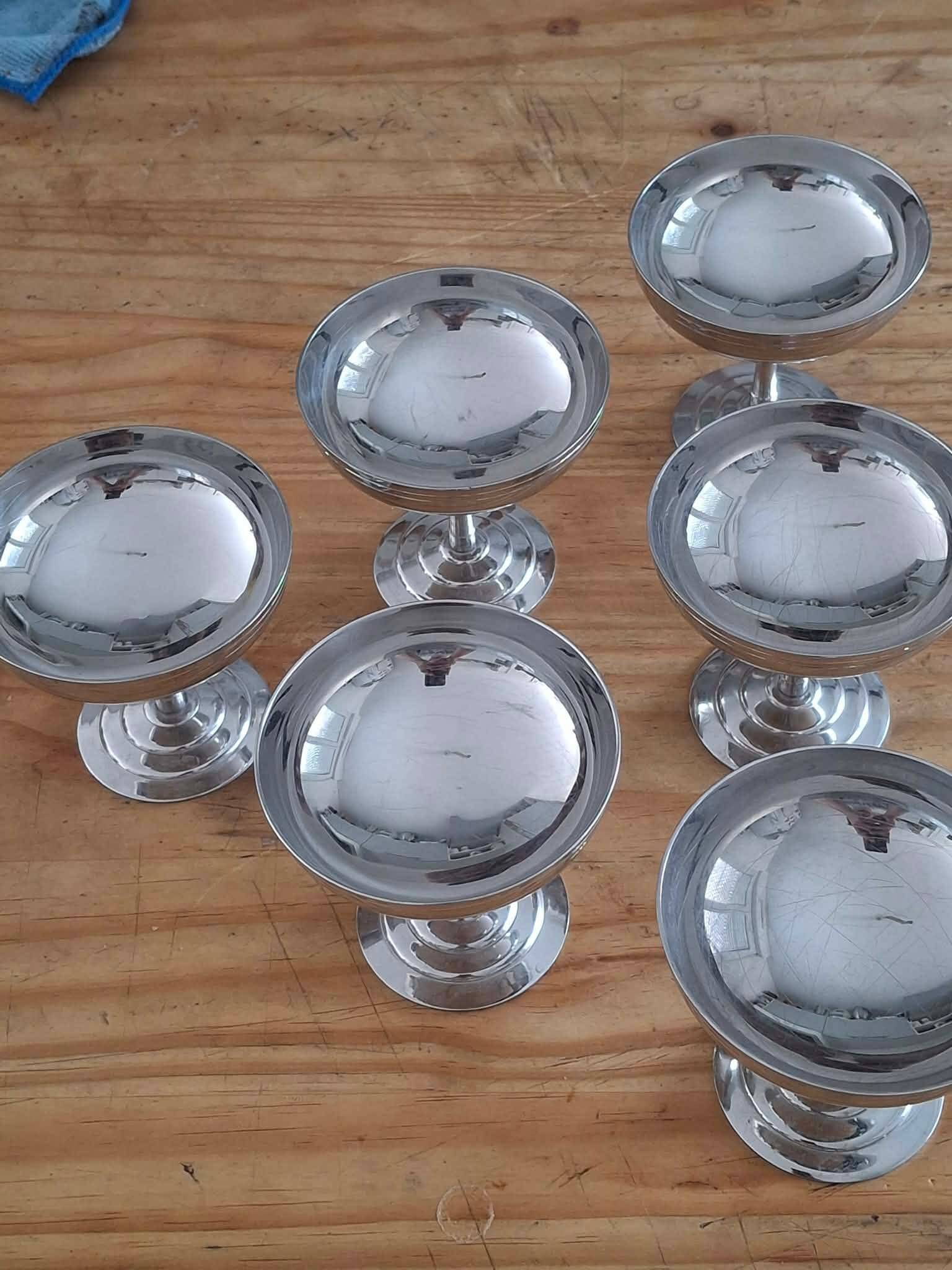Set of 6 stainless steel ice cream bowls 18-10 Létang and Rémy