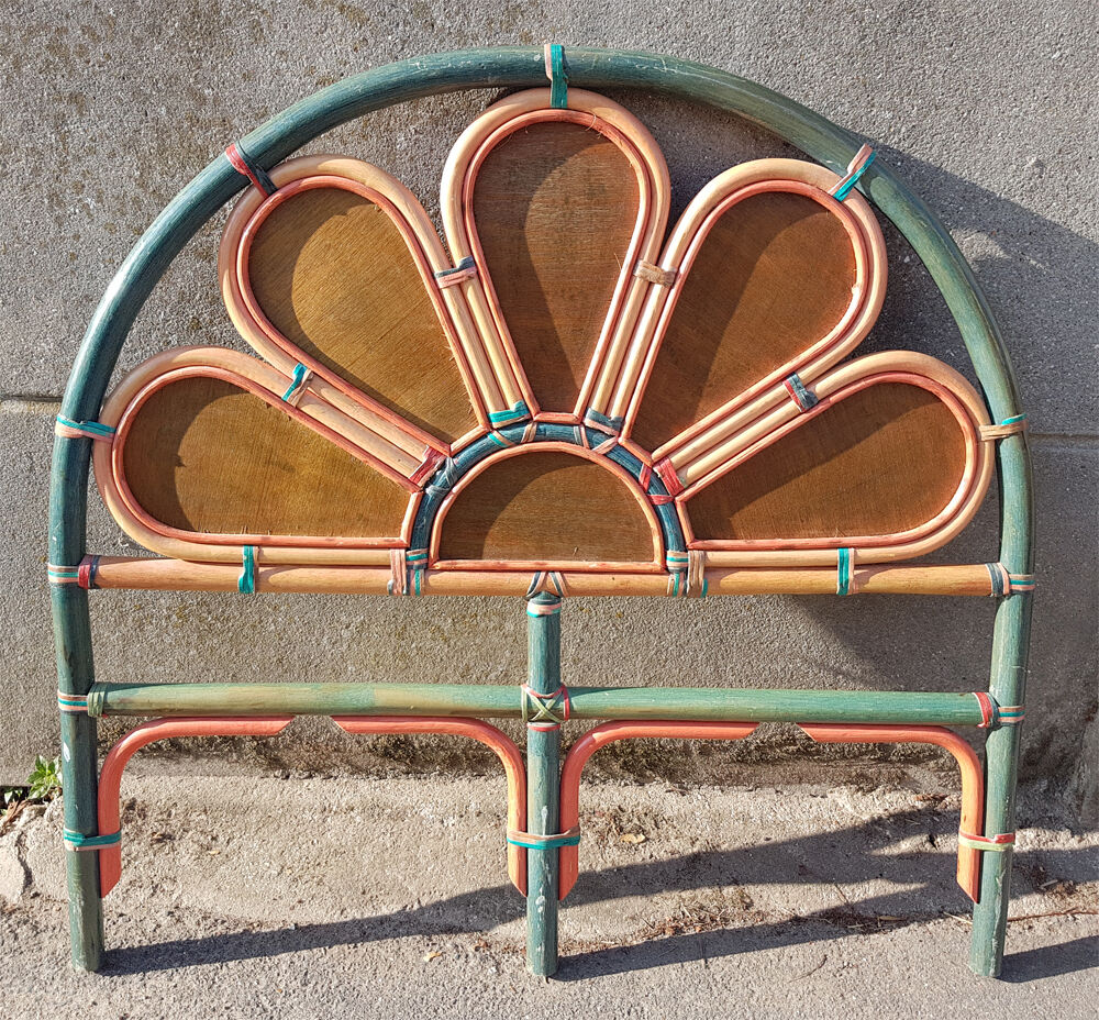 Bedhead in bamboo, rattan and wicker, vintage, 60s