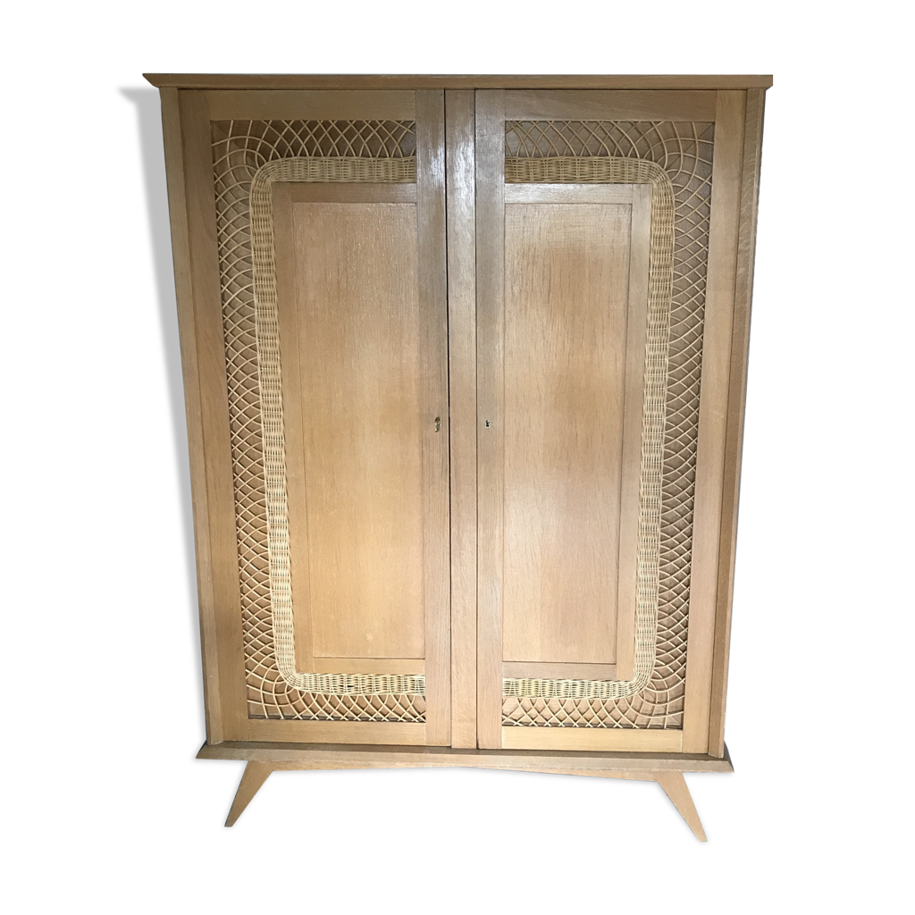 Armoire vintage rotin et bois Selency