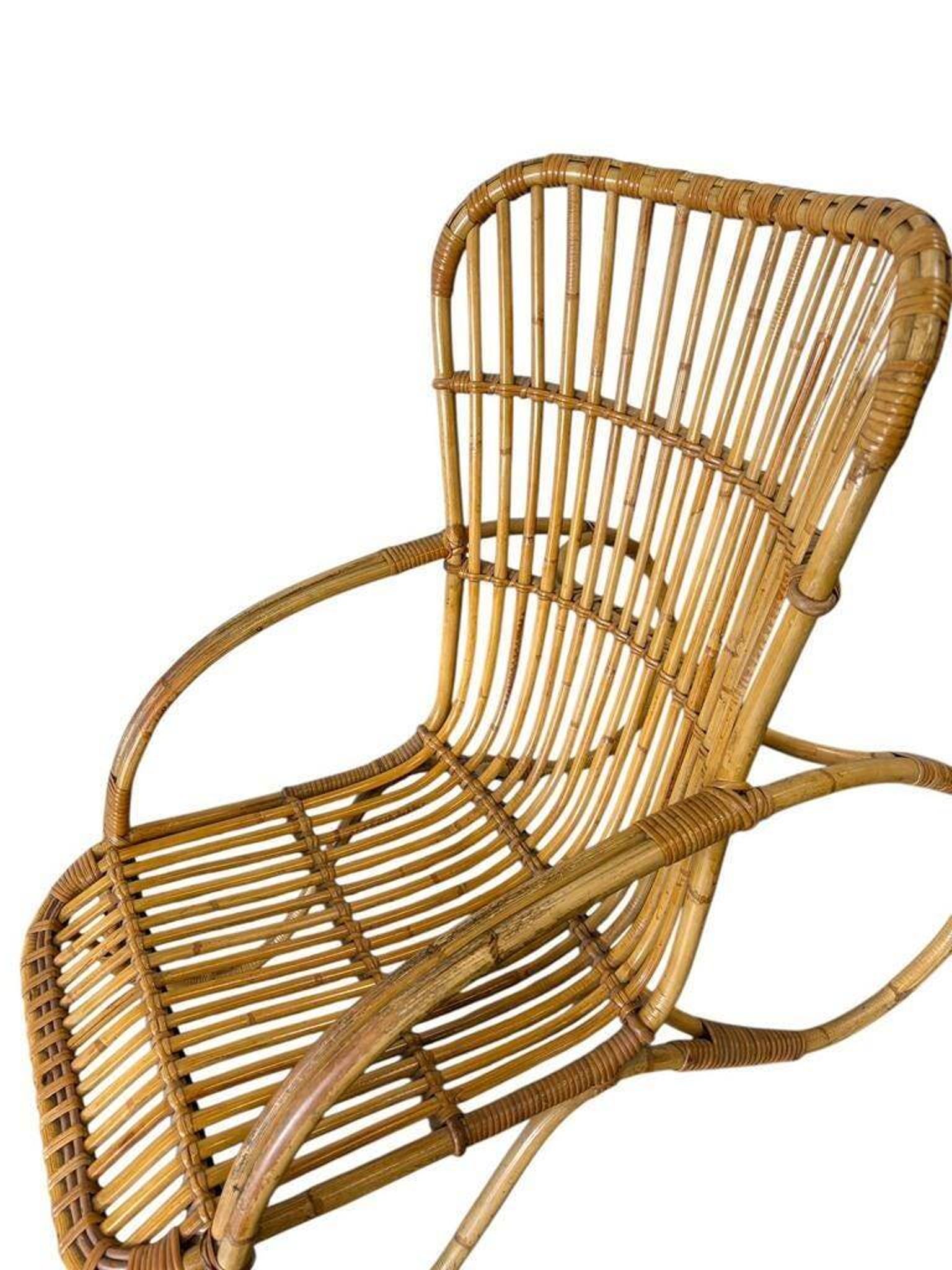 Fauteuil vintage en rotin / fauteuil une place / chaise lounge