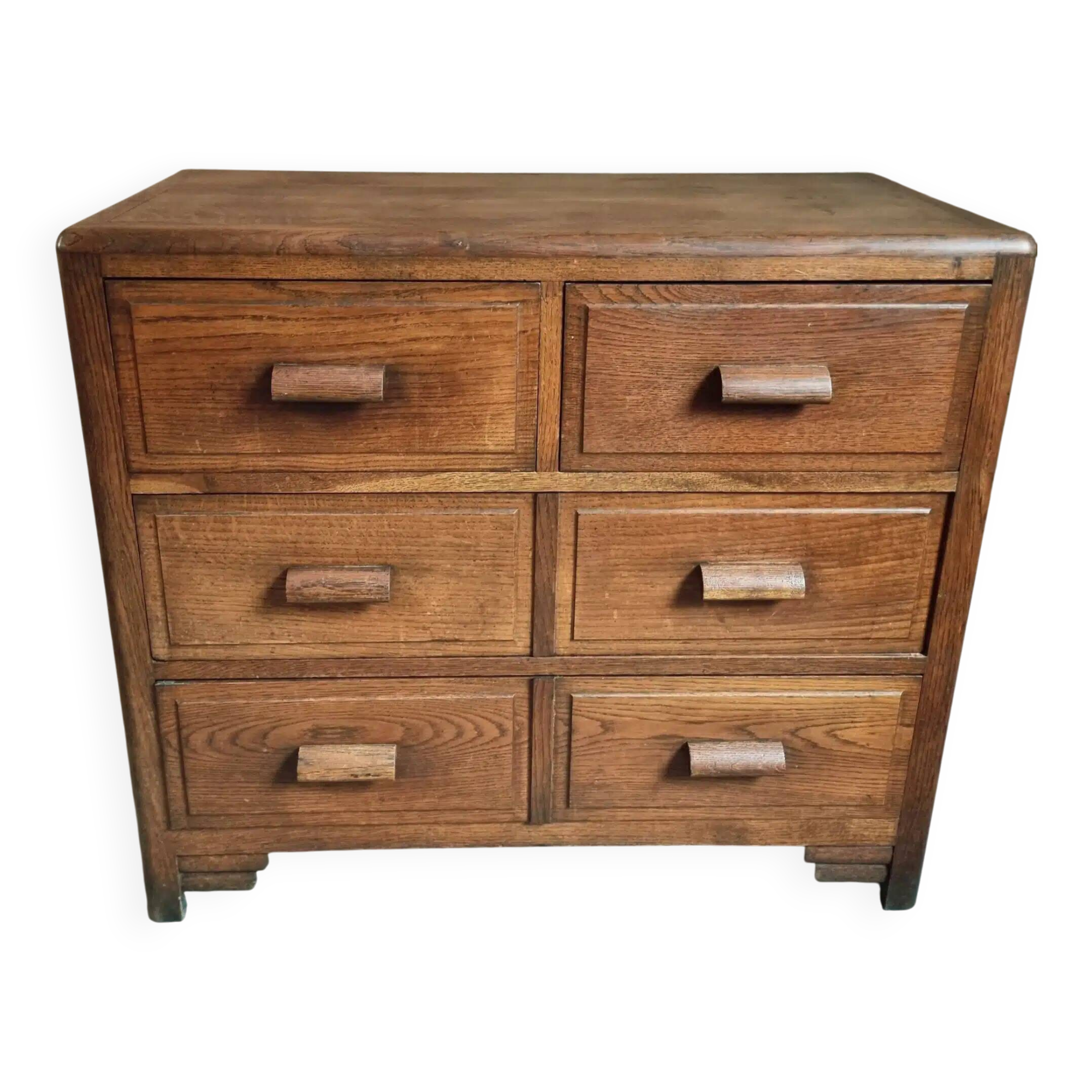 Vintage French Oak Chest of Drawers – 1930s, Solid Oak Storage Cabinet with Four Drawers