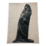 Photo gravée ancienne d’un buste de Balzac par Rodin