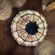 Table lamp in brass, beads and glass pendants