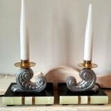 Set of 2 candlestick sleeplights and art deco table clock 1