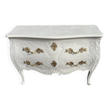 Louis Quinze style chest of drawers, lacquered in gray