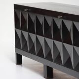 Brutalist ebonized oak sideboard by j. batenburg for mi, belgium 1969