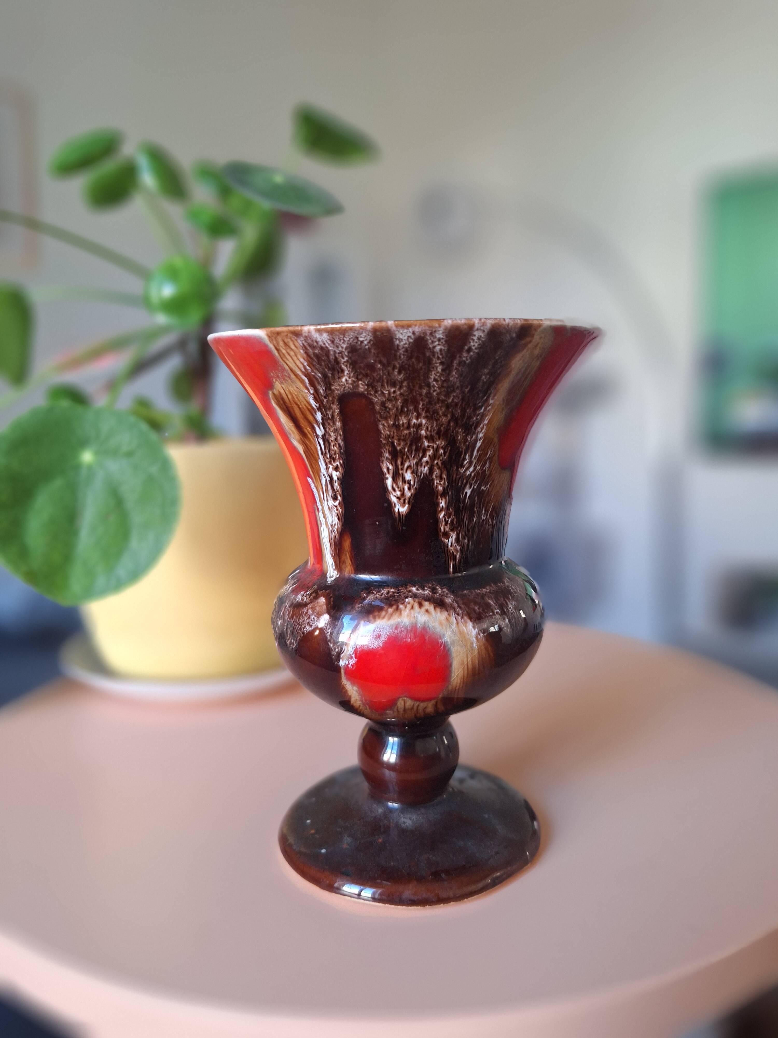 Stoneware vase signed Petit Massé – Morvan – flambé red glazes