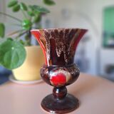 Stoneware vase signed Petit Massé – Morvan – flambé red glazes