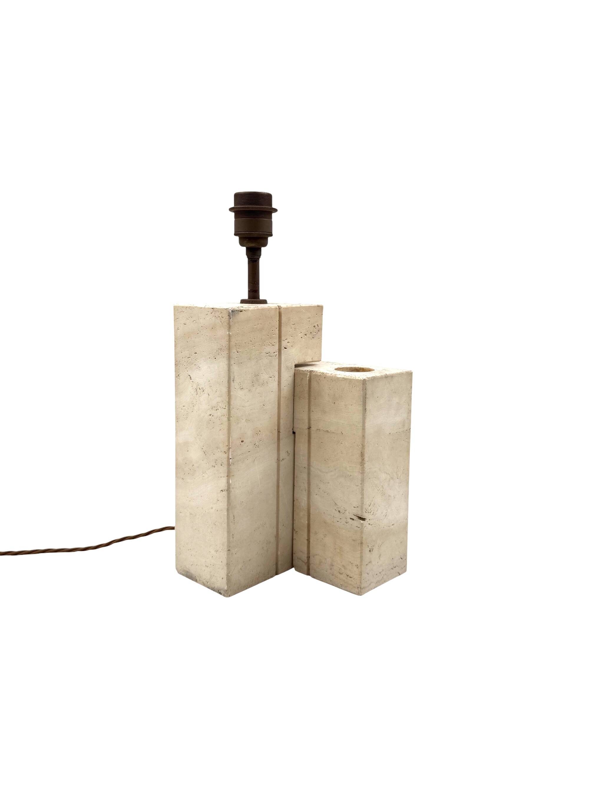 Mid-century modern travertine table lamp, Nucleo Sormani Italy 1960s