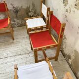 Set of 4 80s colored pine chairs