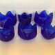 Six stackable cobalt blue candlesticks
