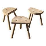 Set of 3 mountain-style half-moon tripod stools