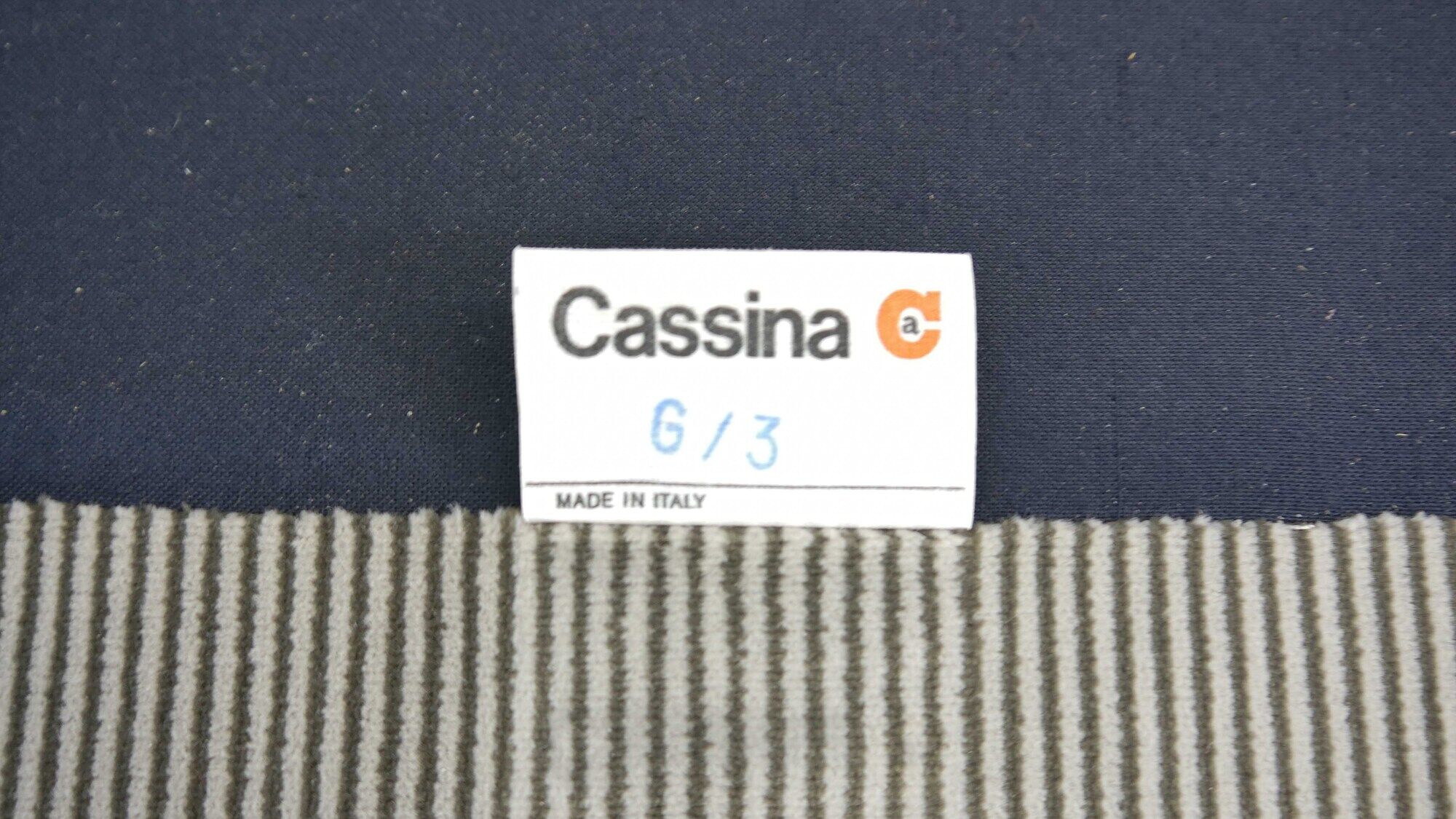 Cassina Maralunga 3-Seater Sofa by Vico Magistretti in grey striped fabrics