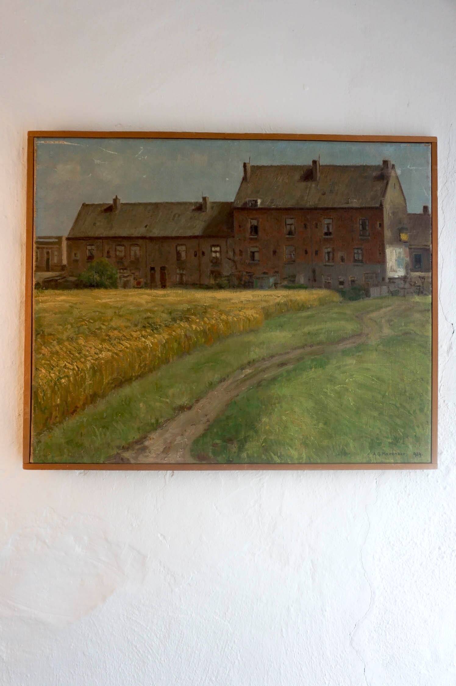 Impressionist painting of belgian farmhouse scene
