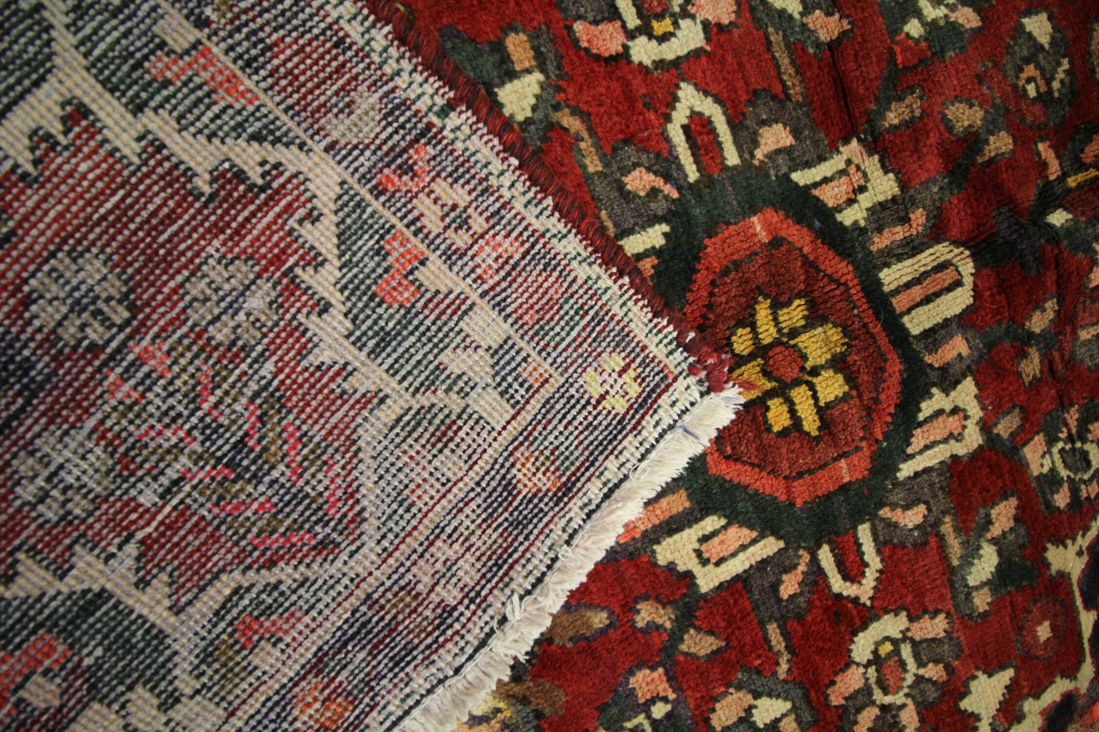 Tapis persan vintage en laine rouge tissée à la main - 211x306cm