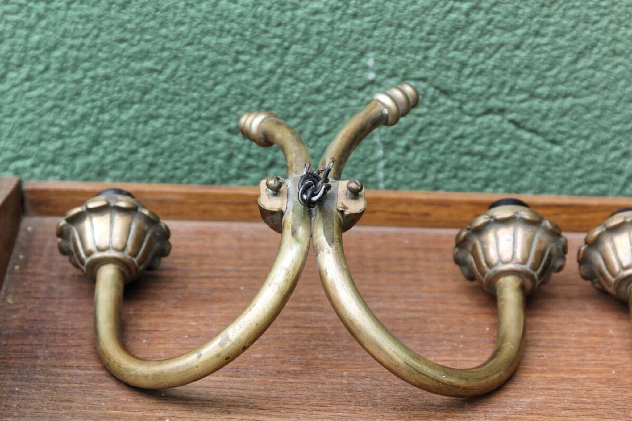 Pair of brass wall lights, 1950s