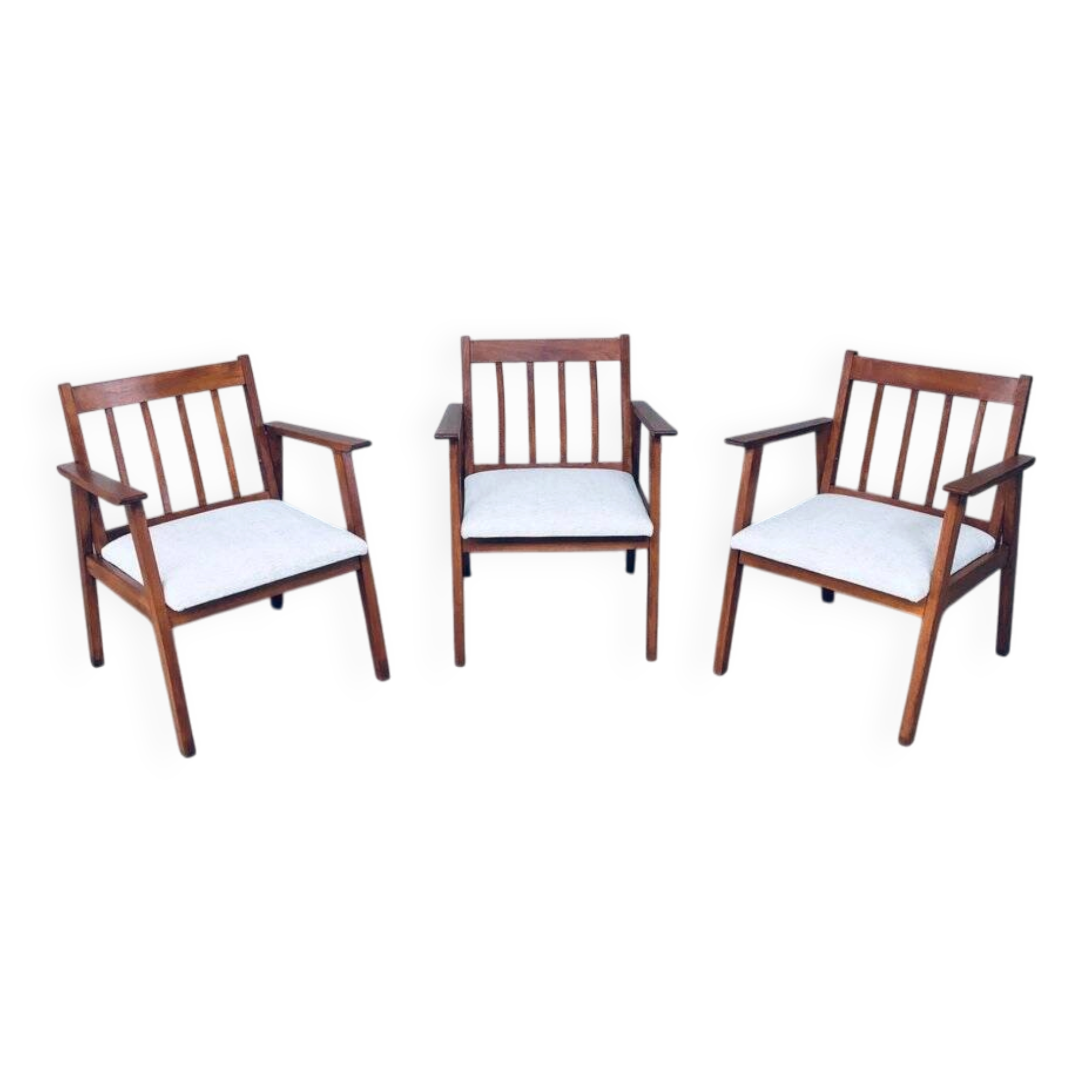 Mid-Century Modern Dutch Armchair Set, Netherlands, 1950s, Set of 3