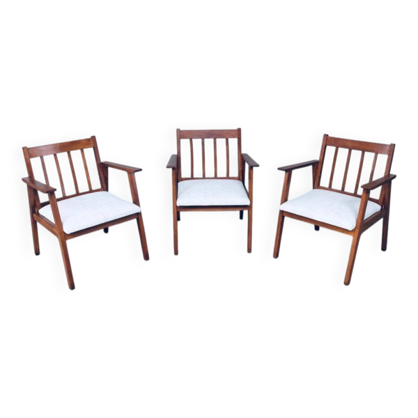 Mid-Century Modern Dutch Armchair Set, Netherlands, 1950s, Set of 3 — Beyit