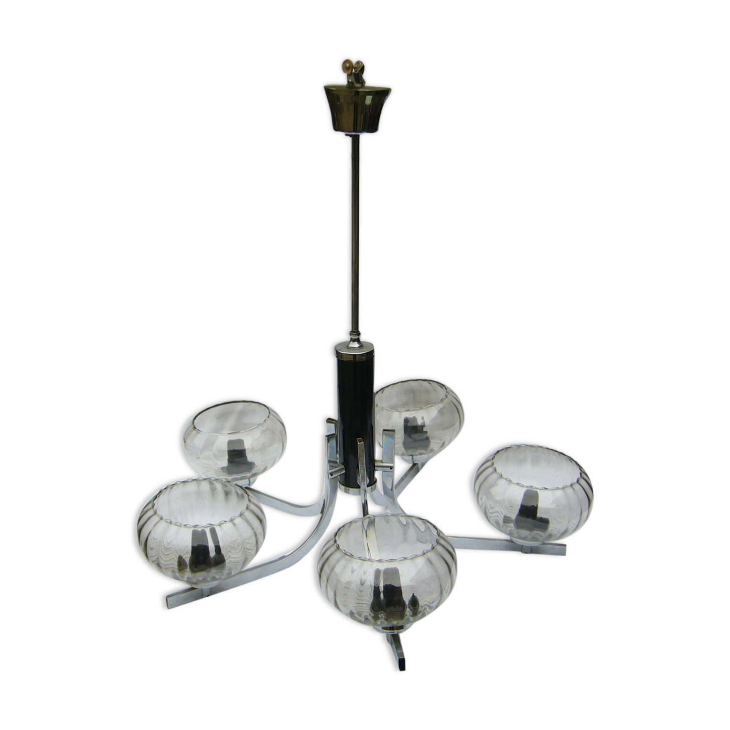 Chandelier 70s chrome and black