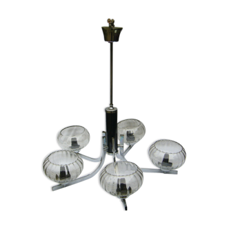 Chandelier 70s chrome and black