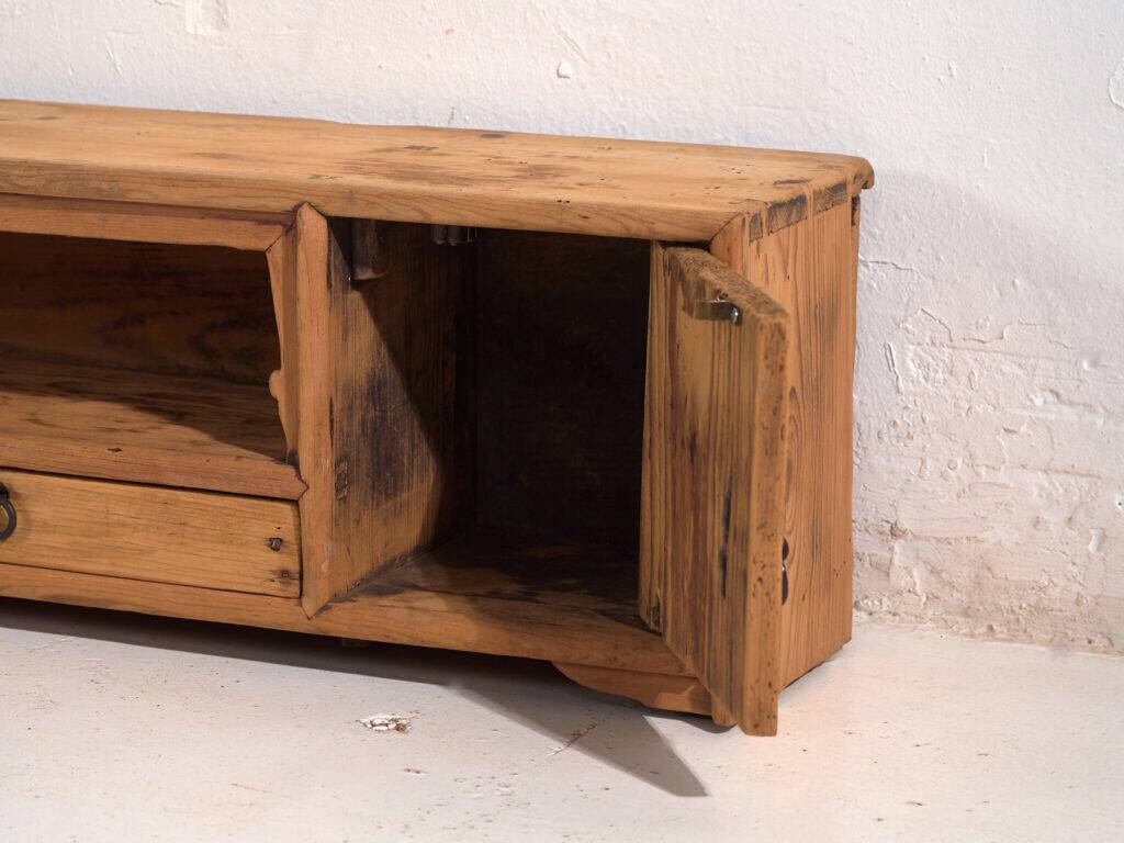Chinese low cabinet in stripped wood – China, Qing dynasty – circa 1900