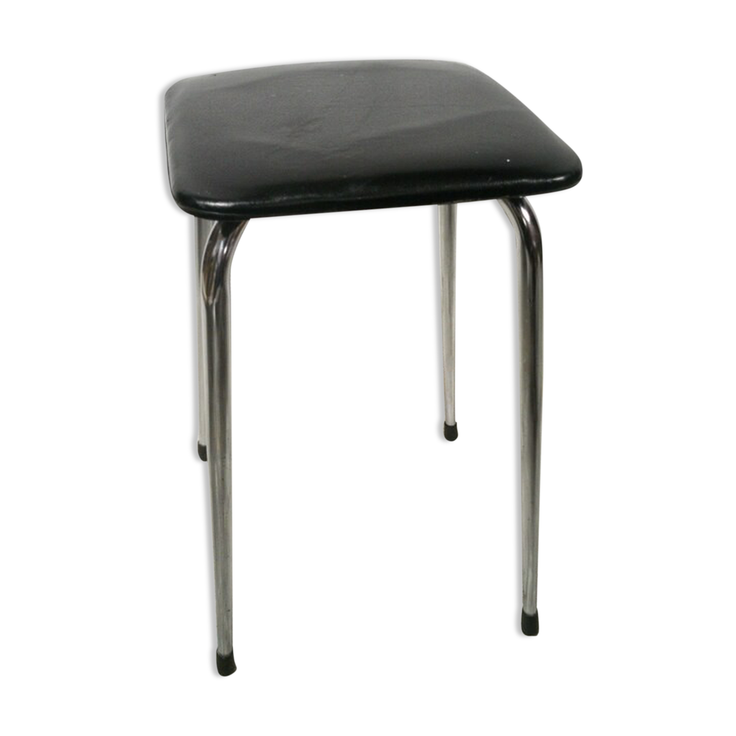 Stool chrome and black skaï