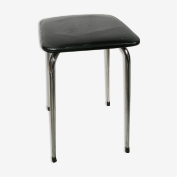 Tabouret chrome et skaï noir