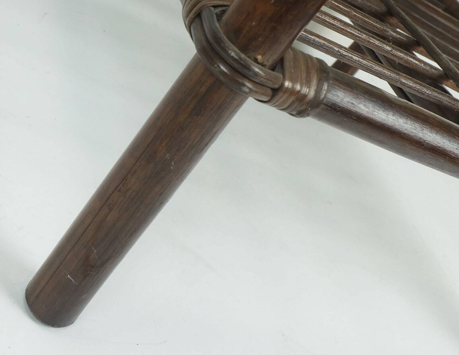 1970s mid century SIDE TABLE coffee table bamboo wicker glass