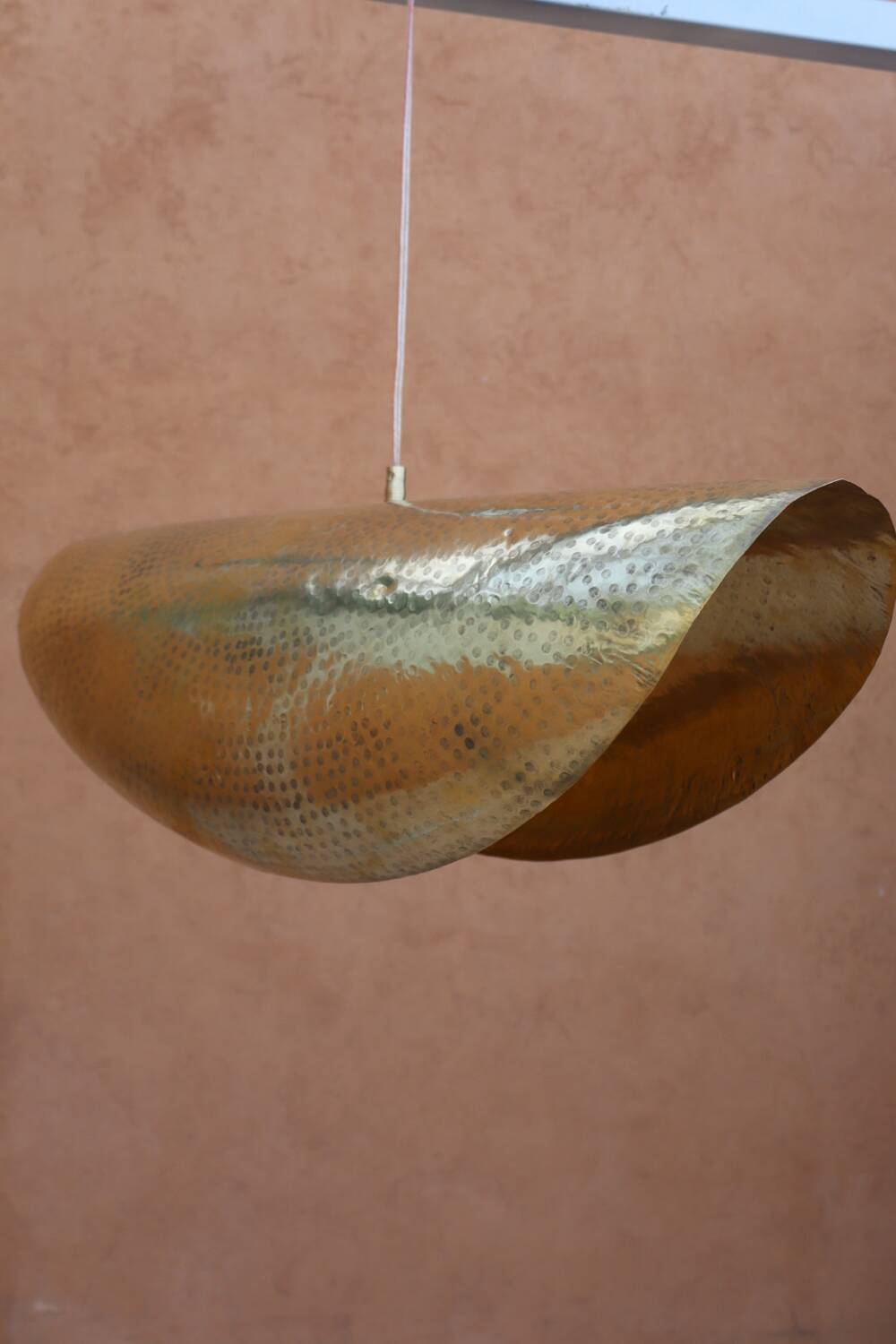 Handmade lotus-shaped brass pendant light