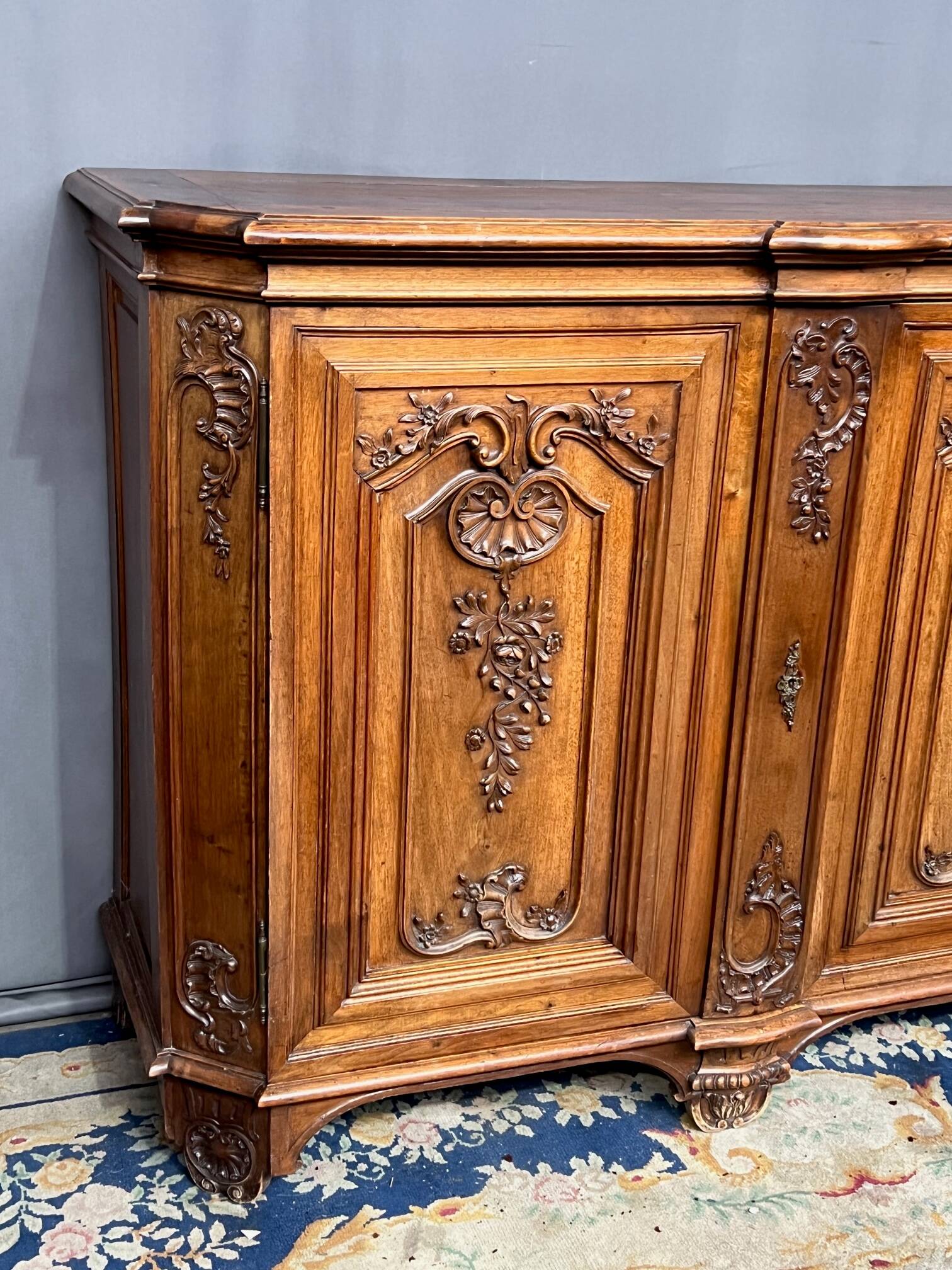 Louis XV style carved walnut chest of drawers