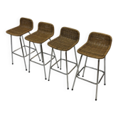 Ensemble de 4 tabourets de bar vintage Dirk van Sliedregt Rohe Noordwolde 1960