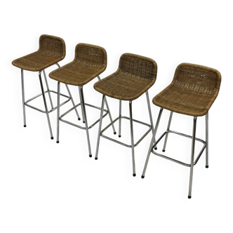 Ensemble de 4 tabourets de bar vintage Dirk van Sliedregt Rohe Noordwolde 1960