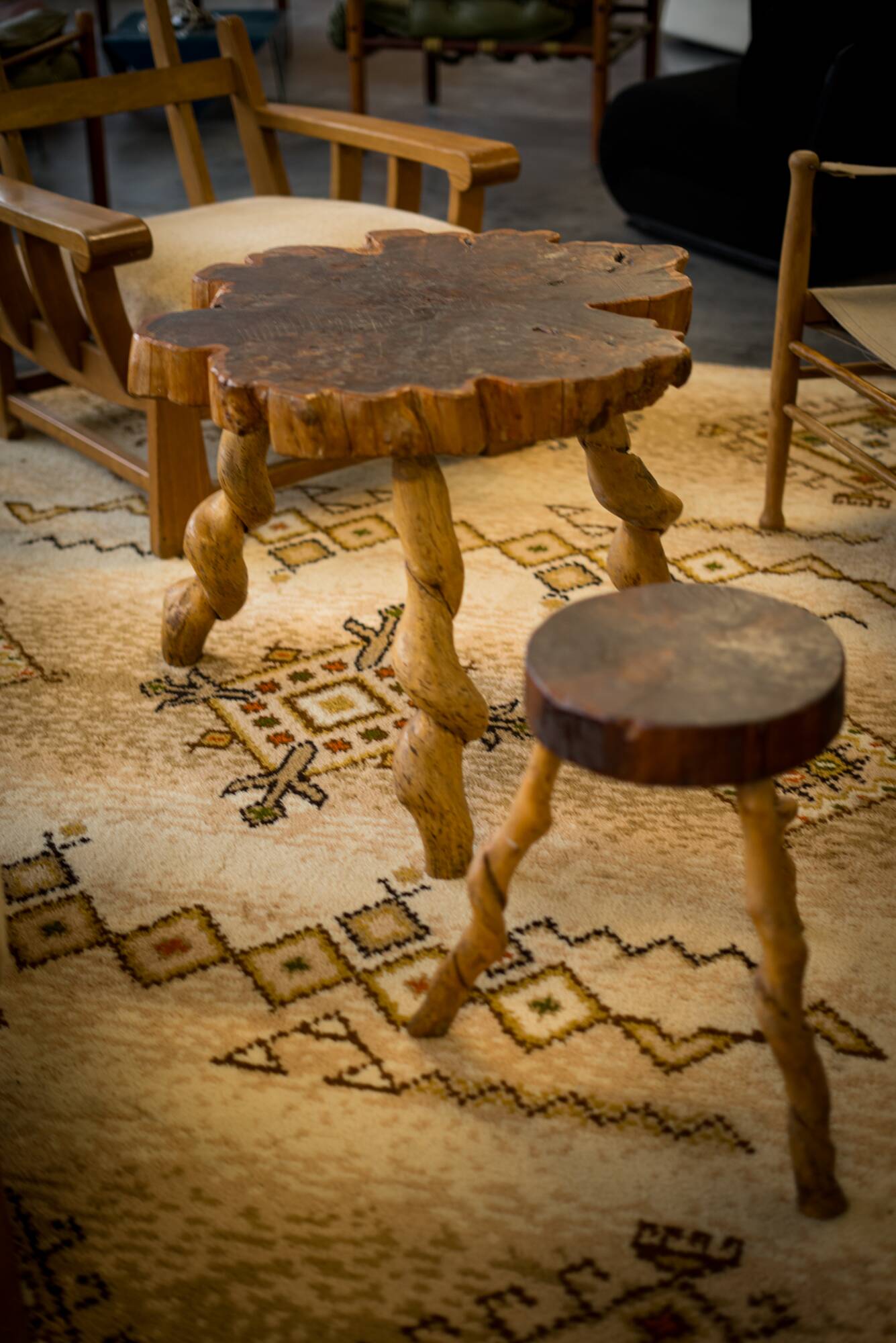 Brutalist table and stool