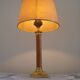 Tall French Mid Century Table Lamp Square Base With Beige and Gold Shade